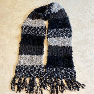 Soft Black Striped Scarf